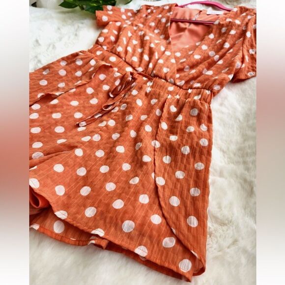 Sage the Label Orange Polka Dot Romper Small NWOT - Picture 3 of 5